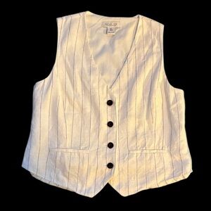 Rachel Zoe menswear white linen striped vest size 8